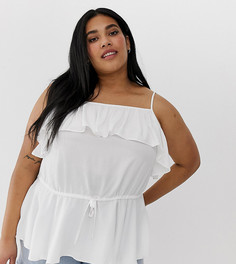 Топ на бретелях с оборкой ASOS DESIGN Curve-Белый