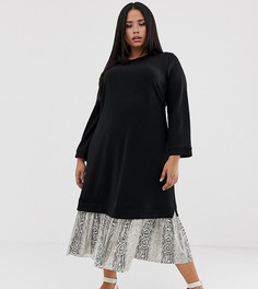 Платье миди 2 в 1 с контрастной вставкой ASOS DESIGN Curve-Черный