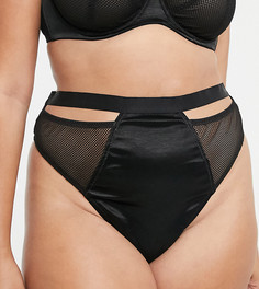 Стринги в сеточку с эффектом "металлик" ASOS DESIGN Curve Adila-Черный