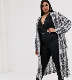 Легкое пальто со змеиным принтом ASOS DESIGN Curve-Мульти