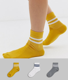 Набор из 3 пар носков в полоску ASOS DESIGN-Мульти