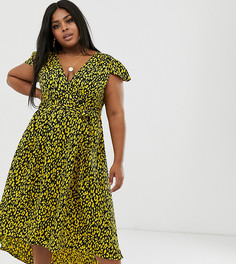 Платье миди с леопардовым принтом и запахом AX Paris Plus-Мульти