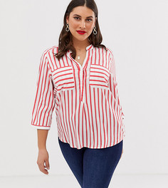 Рубашка в полоску с карманом Vero Moda Curve-Мульти