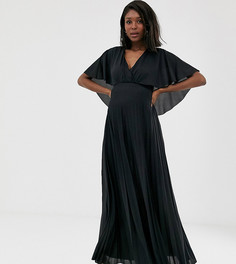 Плиссированное платье макси с кейпом ASOS DESIGN Maternity-Черный