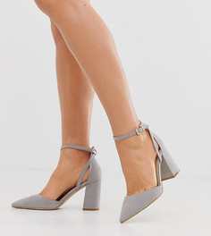 Светло-серые туфли для широкой стопы на блочном каблуке RAID Katy-Серый