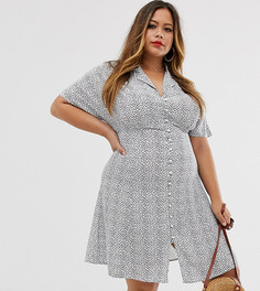 Чайное платье с монохромным принтом Vero Moda Curve-Мульти