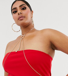 Золотистая цепочка на тело с прозрачным чокером и стразами ASOS DESIGN Curve-Золотой