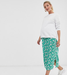 Зеленая юбка с запахом и цветочным принтом ASOS DESIGN Maternity-Мульти