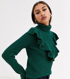 Джемпер крупной вязки с оборками Glamorous Tall-Зеленый цвет
