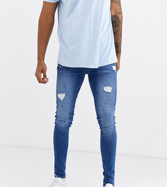 Выбеленные синие эластичные джинсы с напылением и потертостями ASOS DESIGN Tall-Синий