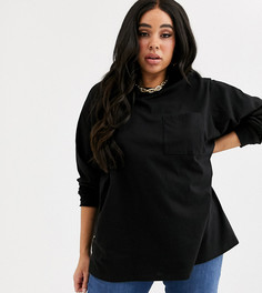 Черная oversize-футболка с карманом ASOS DESIGN Curve-Черный