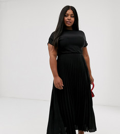 Черное платье макси с плиссировкой New Look Curve-Черный
