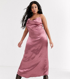 Атласное платье-комбинация макси Public Desire Curve-Розовый