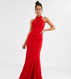 Красное платье макси с халтером Chi Chi London Tall-Красный