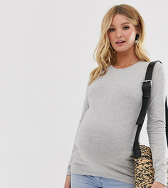 Серый меланжевый лонгслив с круглым вырезом ASOS DESIGN Maternity