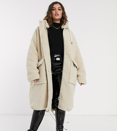 Oversize-парка из искусственного меха ASOS DESIGN Curve-Кремовый