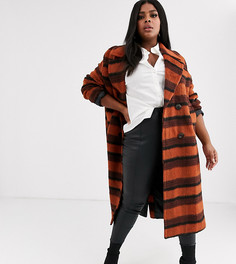 Пальто в клетку ASOS DESIGN Curve-Мульти