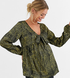 Атласная блузка с крокодиловым рисунком Influence Maternity-Многоцветный