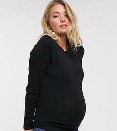 Черный лонгслив в рубчик Topshop Maternity