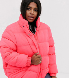 Уплотненное пальто неоновой расцветки Brave Soul Plus slay-Розовый