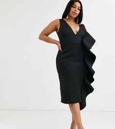 Черное платье на бретельках с оборками Lavish Alice Plus-Черный цвет