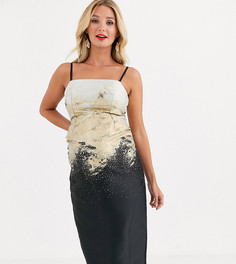 Золотистое жаккардовое платье-футляр с эффектом металлик Little Mistress Maternity-Черный цвет