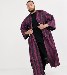Длинное oversize-кимоно со змеиным принтом ASOS DESIGN Plus-Фиолетовый