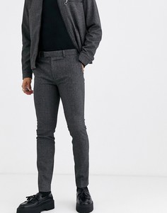 Темно-серые строгие брюки скинни от комплекта Topman-Черный