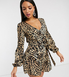 Ромпер с леопардовым принтом и V-образным вырезом ASOS DESIGN Tall-Мульти