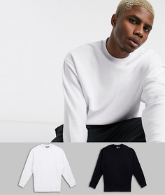 2 oversize-свитшота черного/белого цвета ASOS DESIGN-Мульти