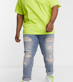 Голубые узкие рваные джинсы ASOS DESIGN Plus-Голубой