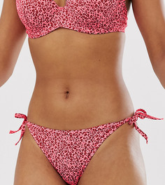 Комбинируемые плавки бикини с завязками по бокам и звериным принтом Lingadore-Розовый