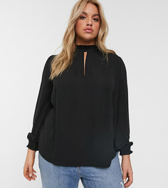 Черная блузка с оборками New Look Curve-Черный