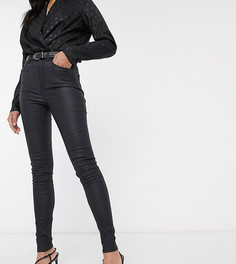Черные моделирующие джинсы скинни из искусственной кожи с покрытием New Look Tall-Черный