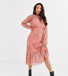 Платье миди с длинными рукавами и цветочным принтом Y.A.S Tall-Розовый цвет