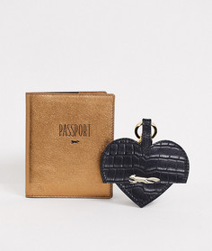 Черная кожаная обложка на паспорт и брелок для ключей Paul Costelloe-Черный