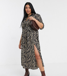 Платье с V-образным вырезом и леопардовым принтом AX Paris Plus-Мульти