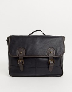 Кожаный портфель черного/коричневого цвета с двумя ремешками ASOS DESIGN-Черный