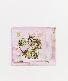 Розовый платок для нагрудного кармана с цветочным принтом ASOS DESIGN