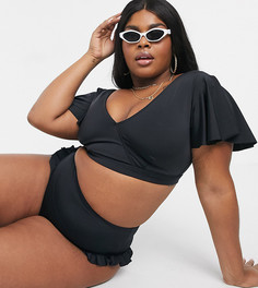 Черный бикини кроп-топ от комплекта ASOS DESIGN curve