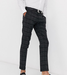 Темно-серые короткие суженные книзу брюки в клетку Twisted Tailor Tall-Серый