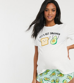 Пижама из футболки с надписью "lets get smashed" и шортов ASOS DESIGN Maternity-Мульти
