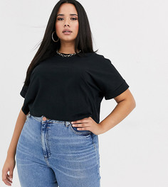 Черный кроп-топ с отворотами на рукавах ASOS DESIGN Curve