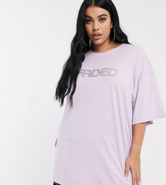 Oversize-футболка с выцветшим принтом Public Desire Curve-Фиолетовый