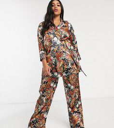 Свободные атласные брюки с цветочным принтом New Girl Order Curve-Мульти