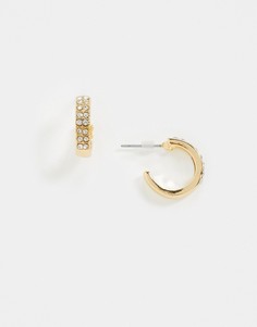 Золотистые серьги-кольца в стиле хагги с кристаллами Topshop-Золотой