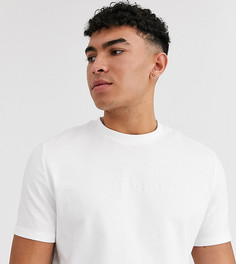Свободная футболка с однотонной вышитой надписью на груди ASOS DESIGN Tall-Белый