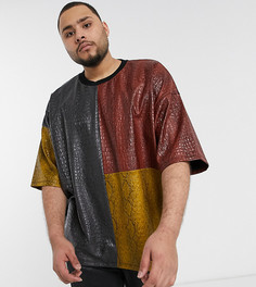 Oversized-футболка в стиле колор блок со звериным рисунком ASOS DESIGN Plus-Мульти