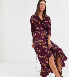 Платье с запахом и цветочным принтом Vero Moda Tall-Фиолетовый цвет