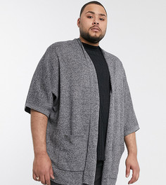 Черно-белое хлопковое кимоно ASOS DESIGN Plus-Серый